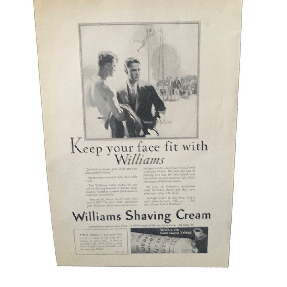 Vintage 1927 Williams Shaving Cream Keep Your Face Fit Ad Advertisment